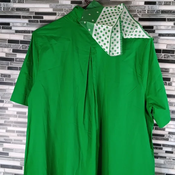 Old Navy Vibrant Kelly Green Midi Dress XL Pockets Back Pleat Casual - Picture 10 of 11